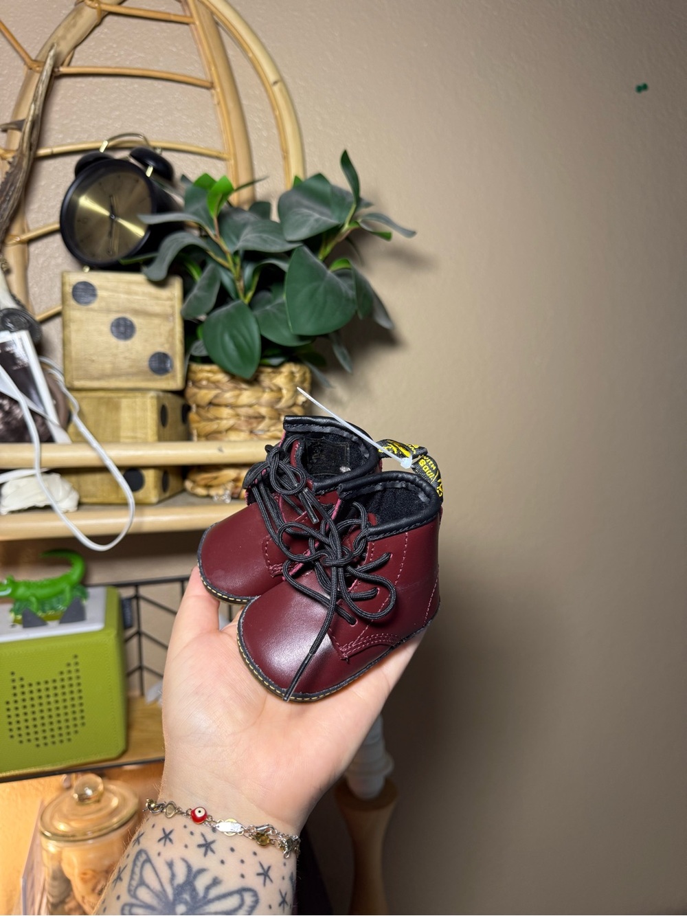 Dr. Martens Baby 1460 Boots Red Leather Lace Up Size 1 NWOT